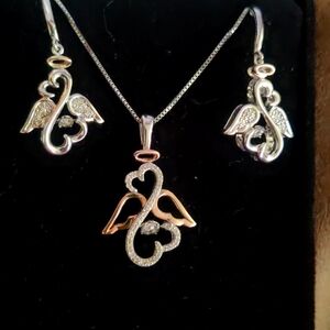 Jane Seymour Open Heart Angel pendant/earrings set